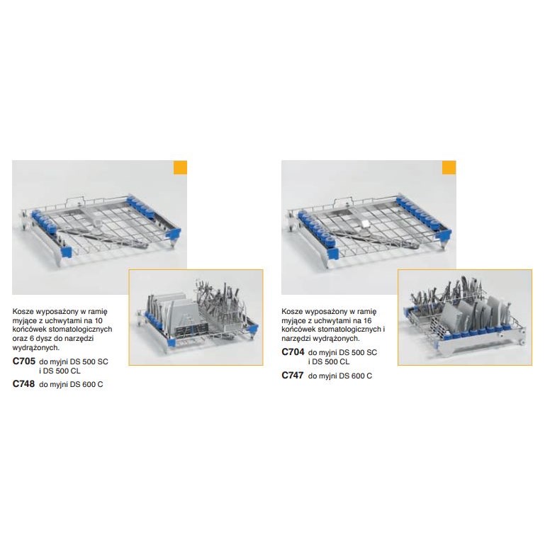 Kosze wsadowe i wózki do myjni medycznych Steelco DS 500, DS 600 C