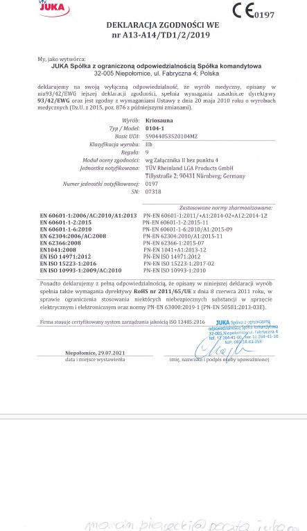 Kriokomory używane JUKA Kriokomora Juka używana