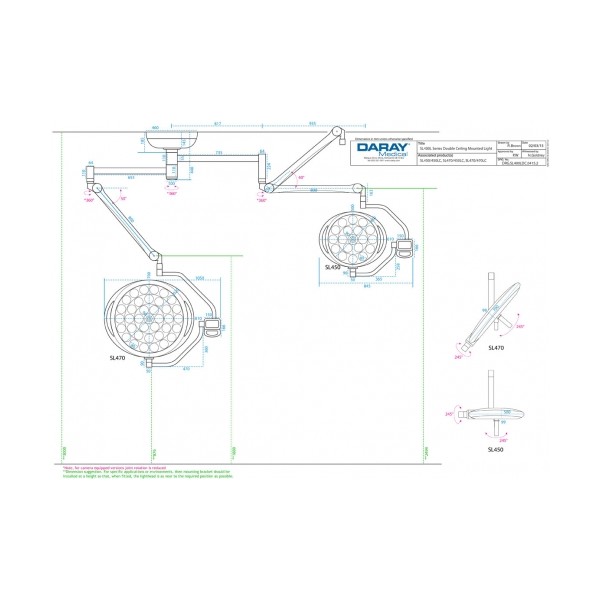 Lampy zabiegowe pojedyncze DARAY SL400/ 450 LED