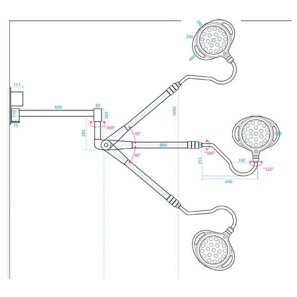Lampy zabiegowe pojedyncze DARAY SL730 WM LED