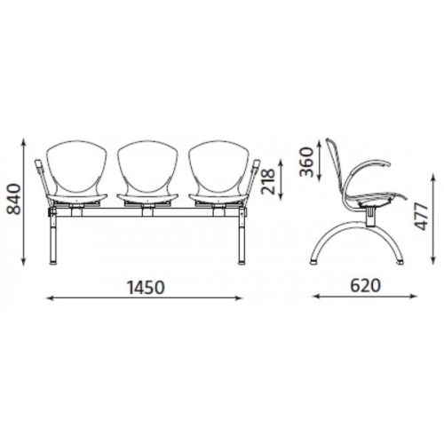 Ławki do poczekalni medycznych NOWY STYL BINGO ARMWOOD-3