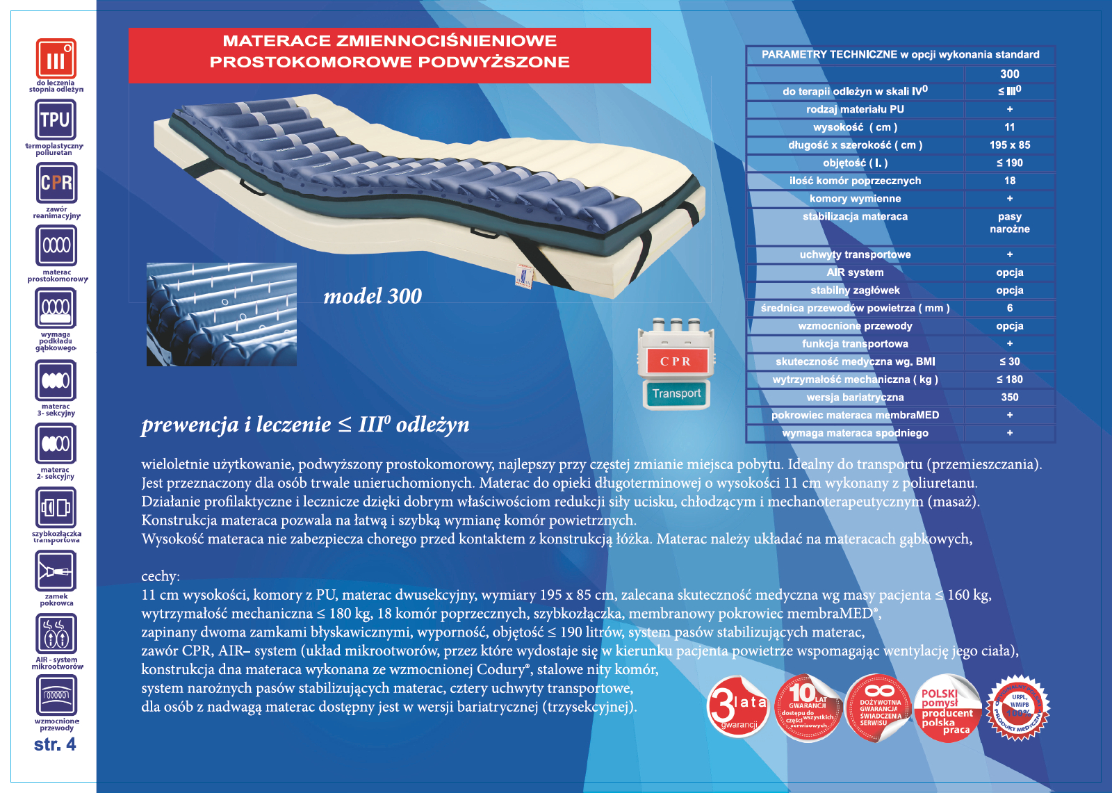 Materace przeciwodleżynowe zmiennociśnieniowe Revita 300 Beta