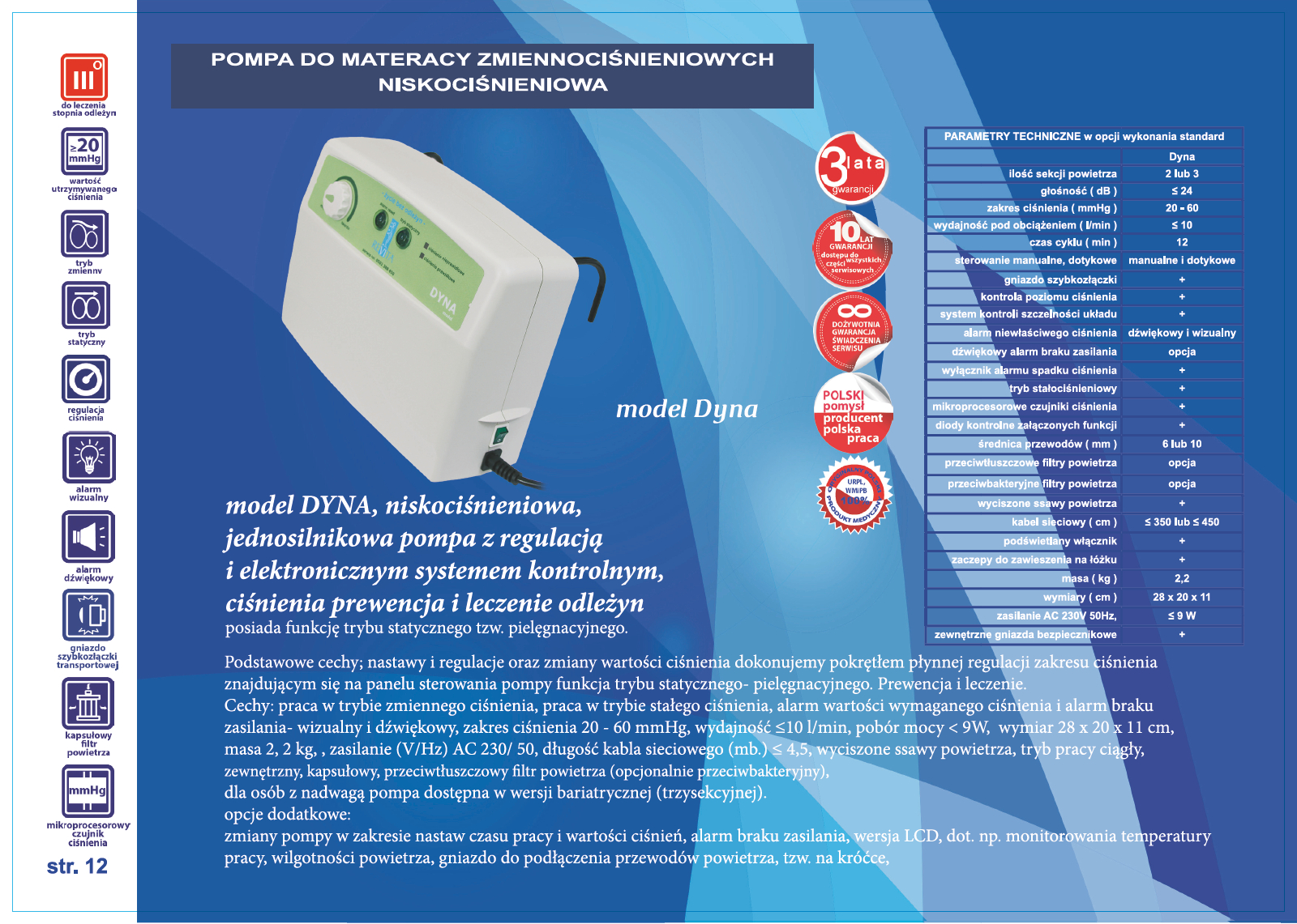 Materace przeciwodleżynowe zmiennociśnieniowe Revita 400 Dyna