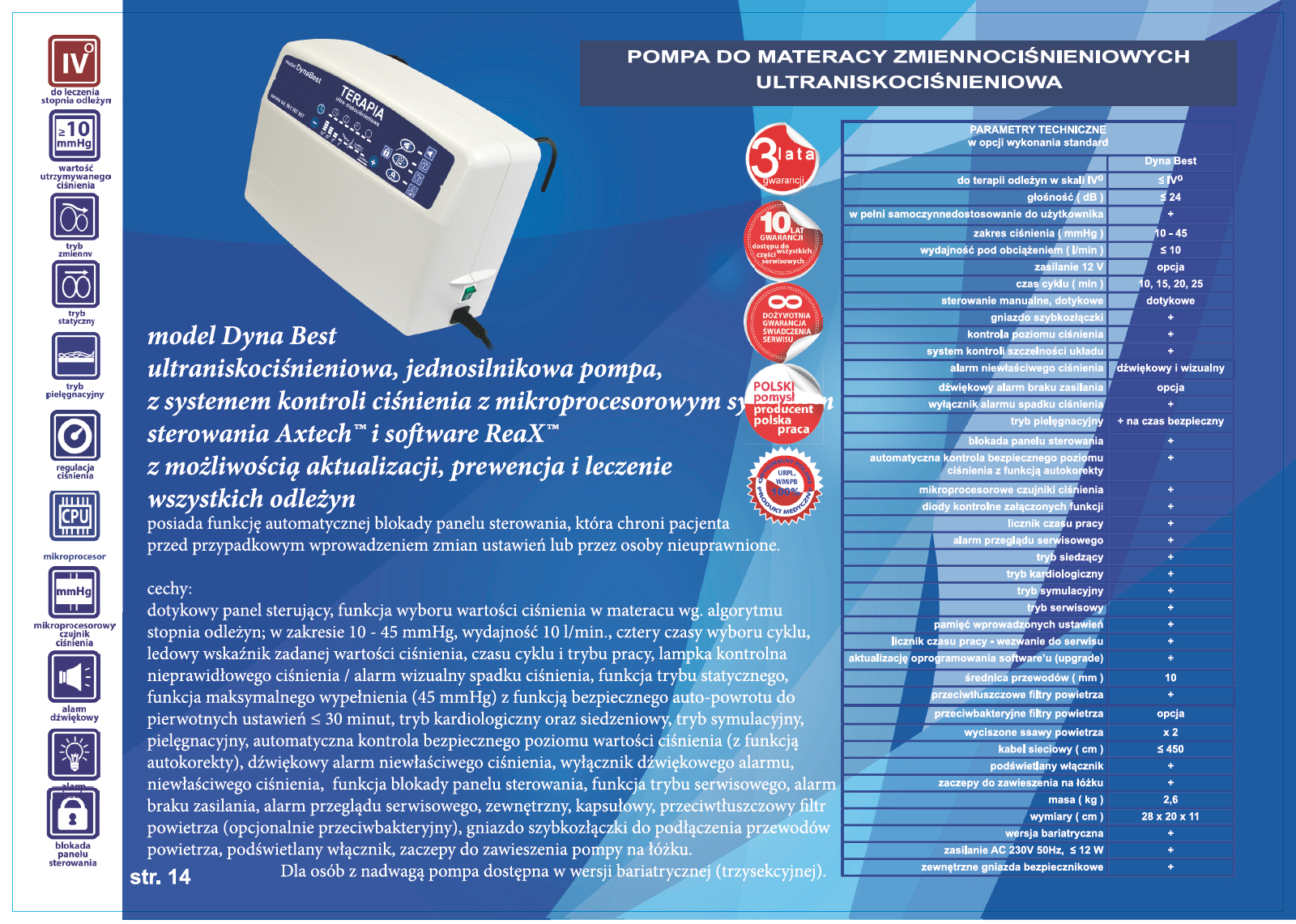 Materace przeciwodleżynowe zmiennociśnieniowe Revita 500 DynaBest