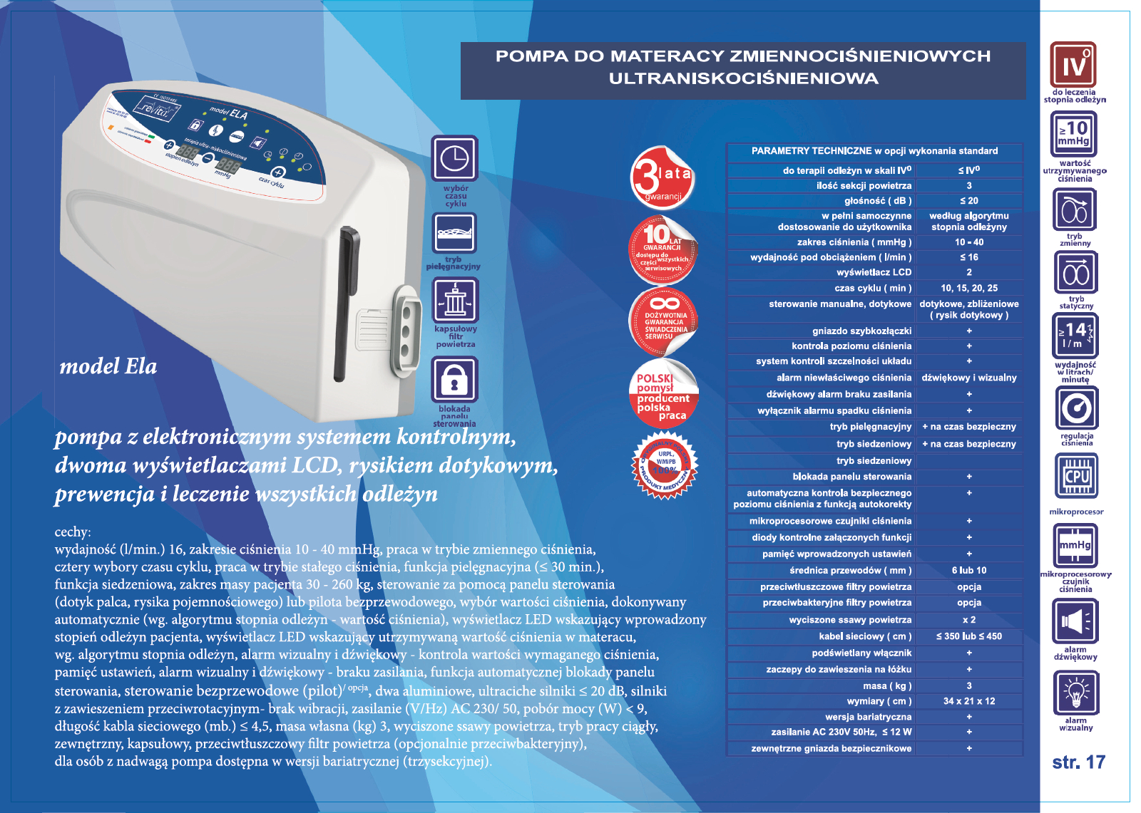 Materace przeciwodleżynowe zmiennociśnieniowe Revita 850 Ela