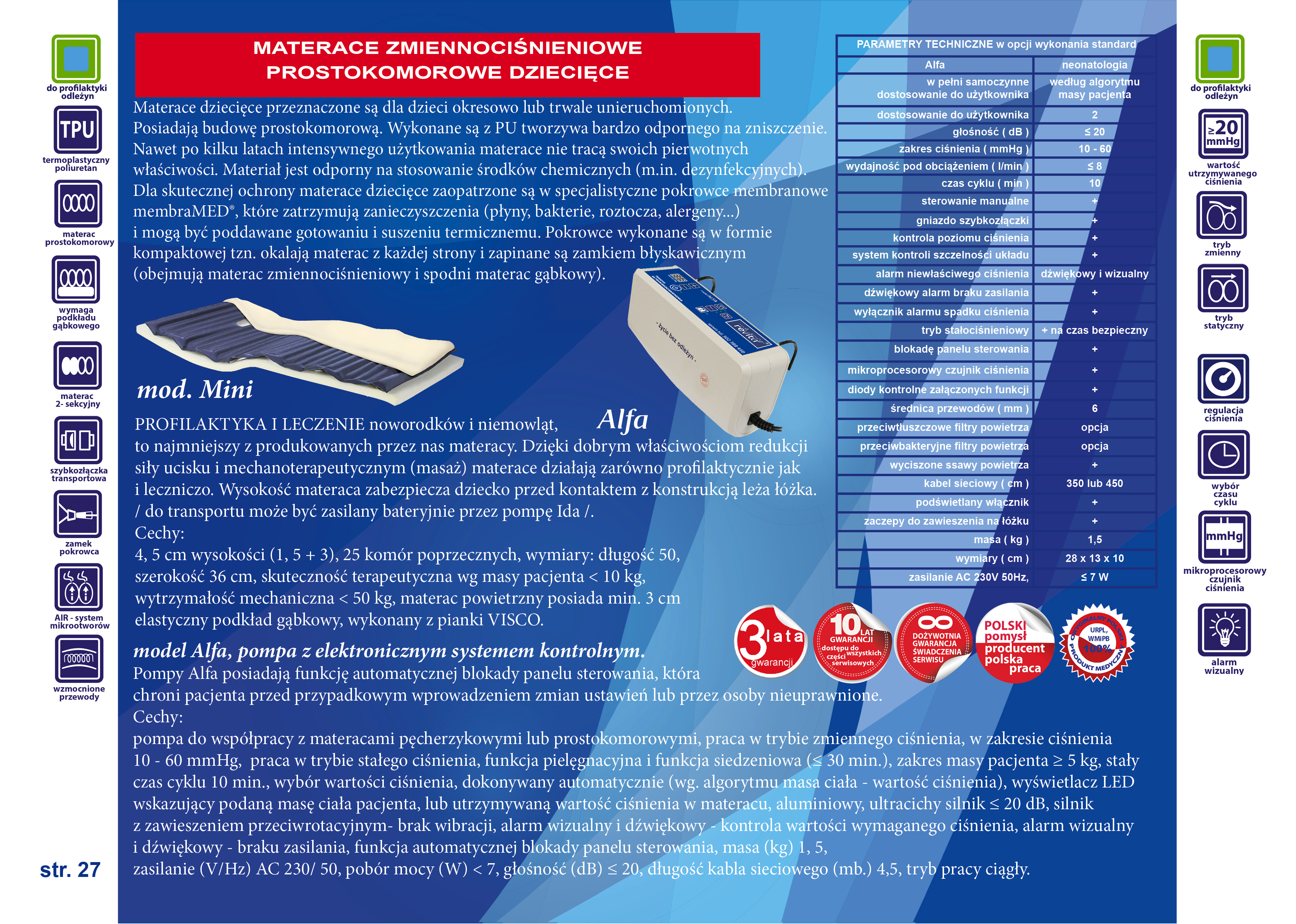 Materace przeciwodleżynowe zmiennociśnieniowe Revita Mini Alfa