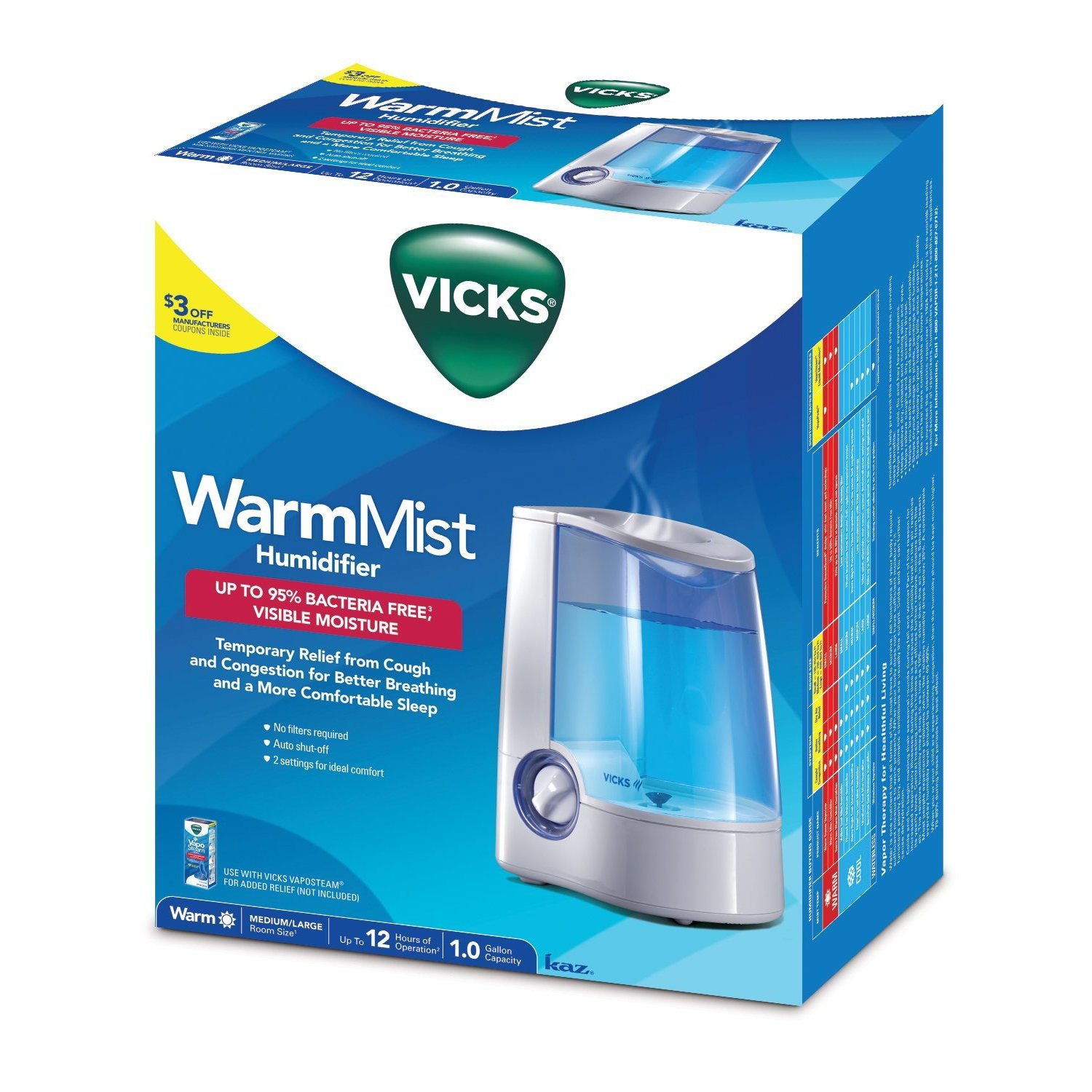 Nawilżacze ultradźwiękowe i parowe Vicks WarmMist VH750