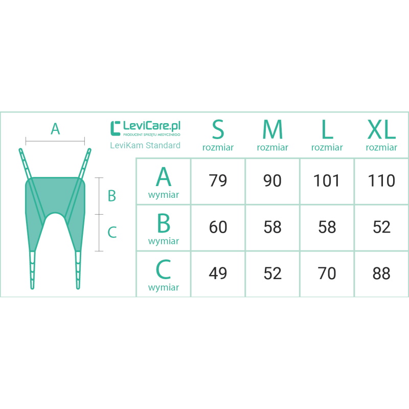 Nosidła do podnośników dla osób niepełnosprawnych LeviCare LeviKam Standard