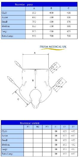 Nosidła do podnośników dla osób niepełnosprawnych Prism Medical UK Pas Podtrzymanie Deluxe
