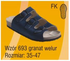 Obuwie medyczne wielorazowe Pofam-Jedność 693 granat welur