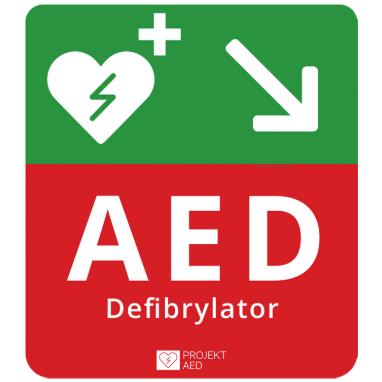 Oznaczenia Defibrylatorów AED Kredos AED w Prawo w Dół