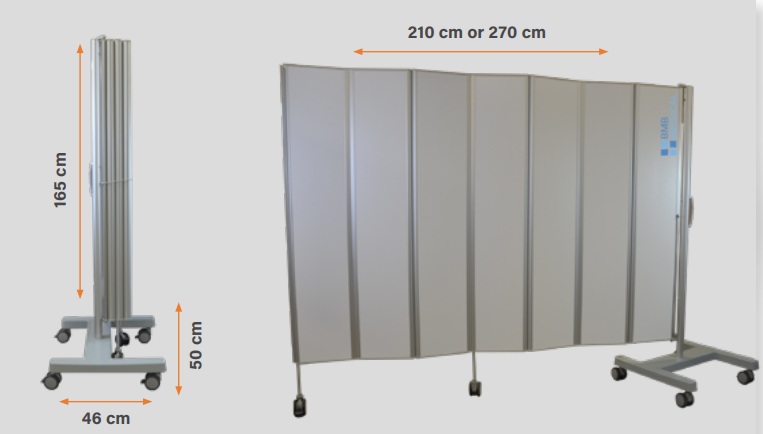Parawany szpitalne - medyczne B/D harmonijkowy mobilny