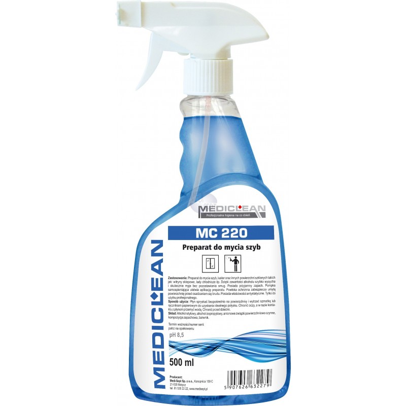 Preparaty myjące do powierzchni ponad podłogowych Mediclean MC 220 Glass Clean