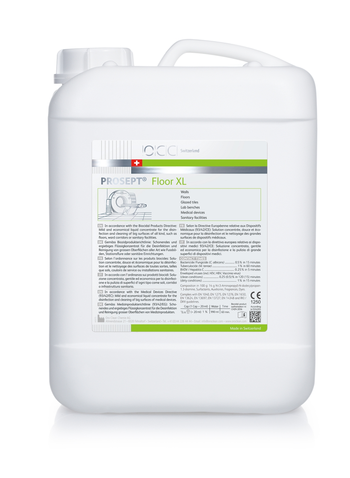 Preparaty myjące do powierzchni ponad podłogowych OCC Switzerland PROSEPT Floor XL