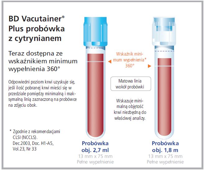 Probówki do zamkniętych systemów pobierania krwi Becton Dickinson Vacutainer z cytrynianem (Analiza koagulologiczna)