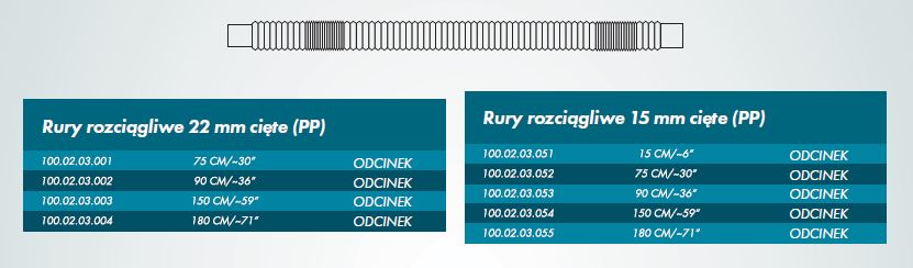 Przyłącza do układów oddechowych R-Vent Medikal Rury rozciągliwe