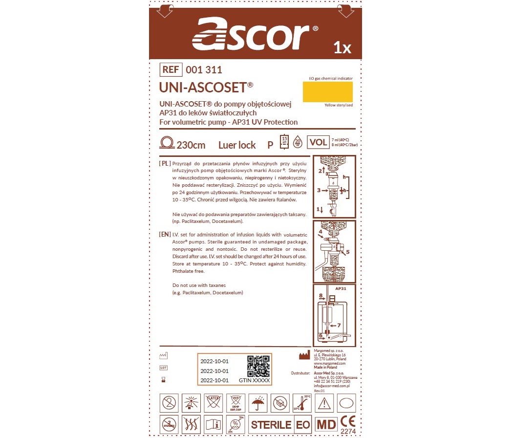 Przyrządy do przetaczania płynów infuzyjnych i krwi ASCOR MED ASCOSET Peristaltic AP31 / AP31P