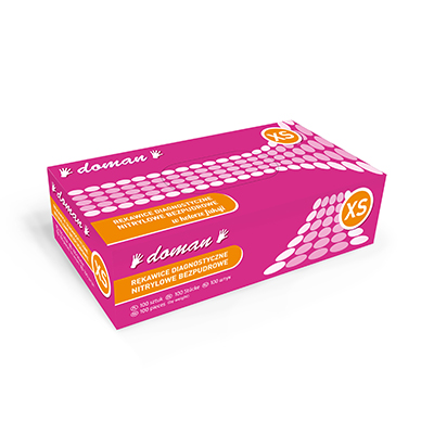 Rękawice medyczne Doman nitrylowe w kolorze fuksji