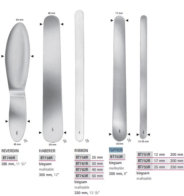 Rozwieracze / retraktory chirurgiczne B.Braun Szpatuły brzuszne jelitowe