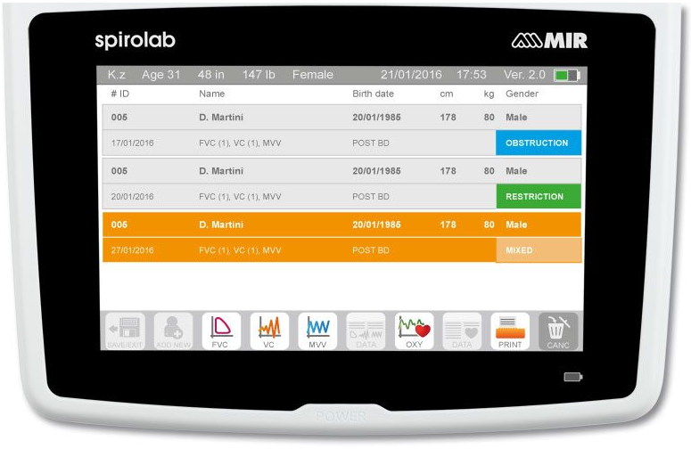 Spirometry MIR Spirolab New