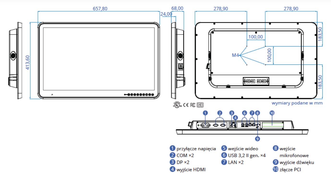 Stacje przeglądowe obrazów medycznych na sale operacyjne Wincomm WMP-27T-PIS
