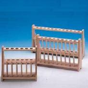 Statywy laboratoryjne HECHT Na probówki drewniane z kołkami dwurzędowe