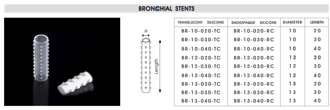 Stenty silikonowe EFER Stenty oskrzelowe proste EFER