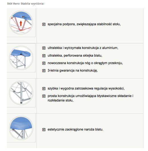 Stoły do masażu Habys Aero Stabila