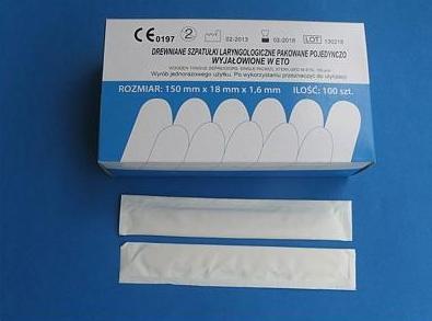 Szpatułki laryngologiczne Dalian Rongbang Medical Healthy Devices Co. drewniane