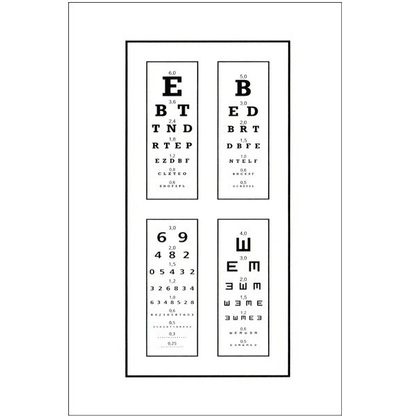 Tablice okulistyczne do badania ostrości wzroku Mała Poligrafia Tablica do bliży Snellena