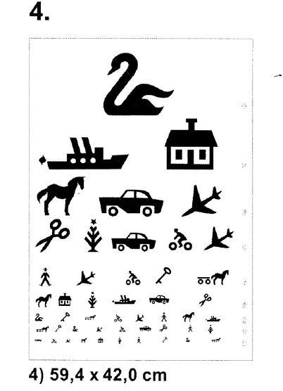 Tablice okulistyczne do badania ostrości wzroku Sprzęt optyczny i medyczny Tablice do dali 4