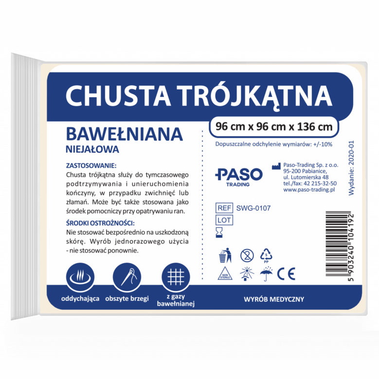 Temblaki jednorazowe (chusty trójkątne) Paso-Trading bawełniana