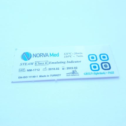 Testy chemiczne do sterylizacji parowej Norva Med samoprzylepne klasa VI