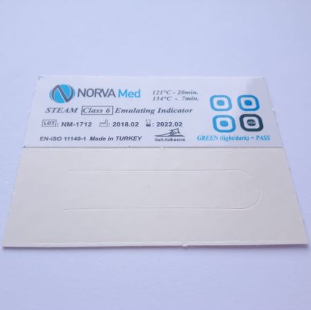 Testy chemiczne do sterylizacji parowej Norva Med samoprzylepne klasa VI