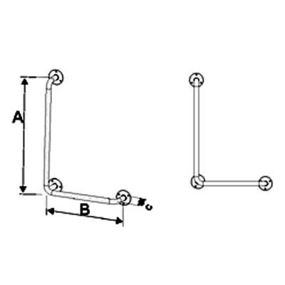 Uchwyty łazienkowe kątowe dla niepełnosprawnych Corrado UK L/P fi 25 INOX