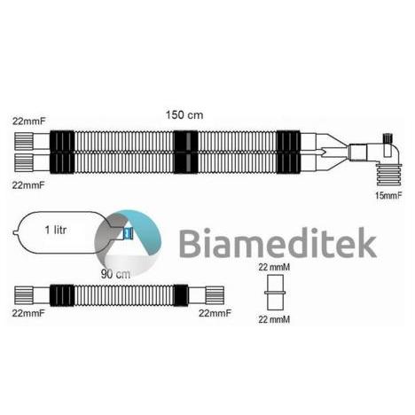 Układy oddechowe do aparatów do znieczulenia Altera Altech rozciągliwy z gałęzią