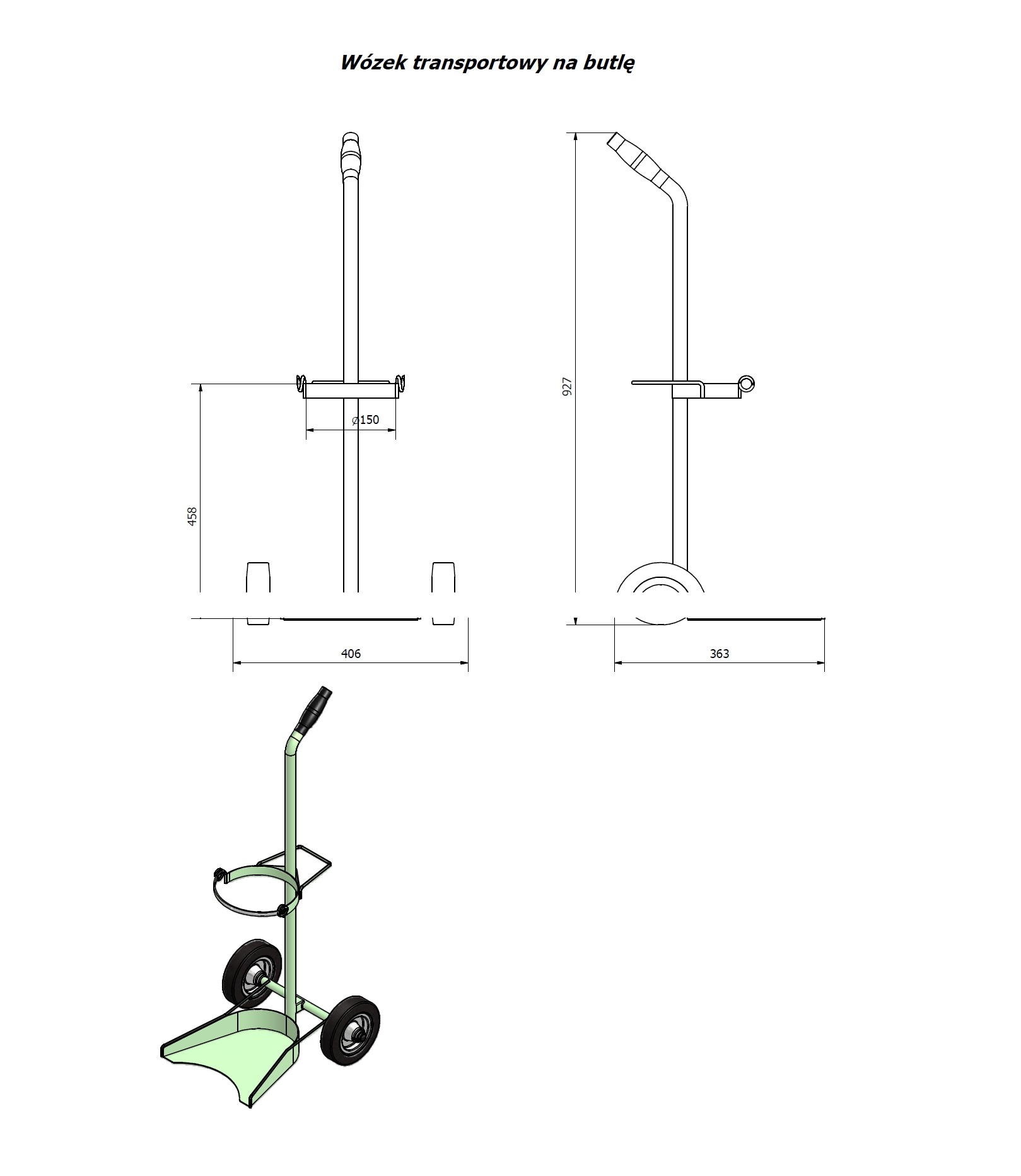 Wózki do butli tlenowych METALERG 2 kołowe