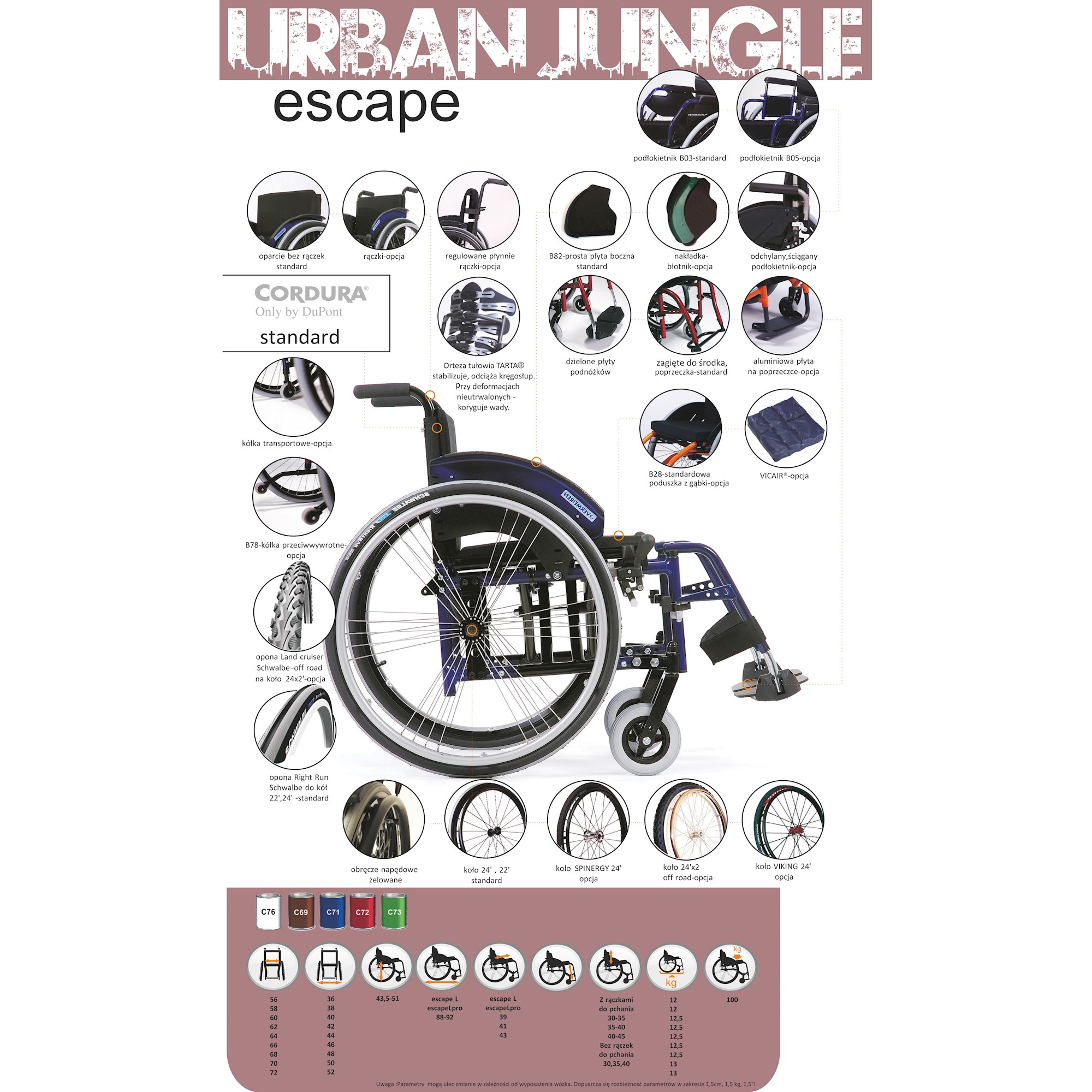 Wózki inwalidzkie aktywne Vermeiren ESCAPE L / LPRO / AV