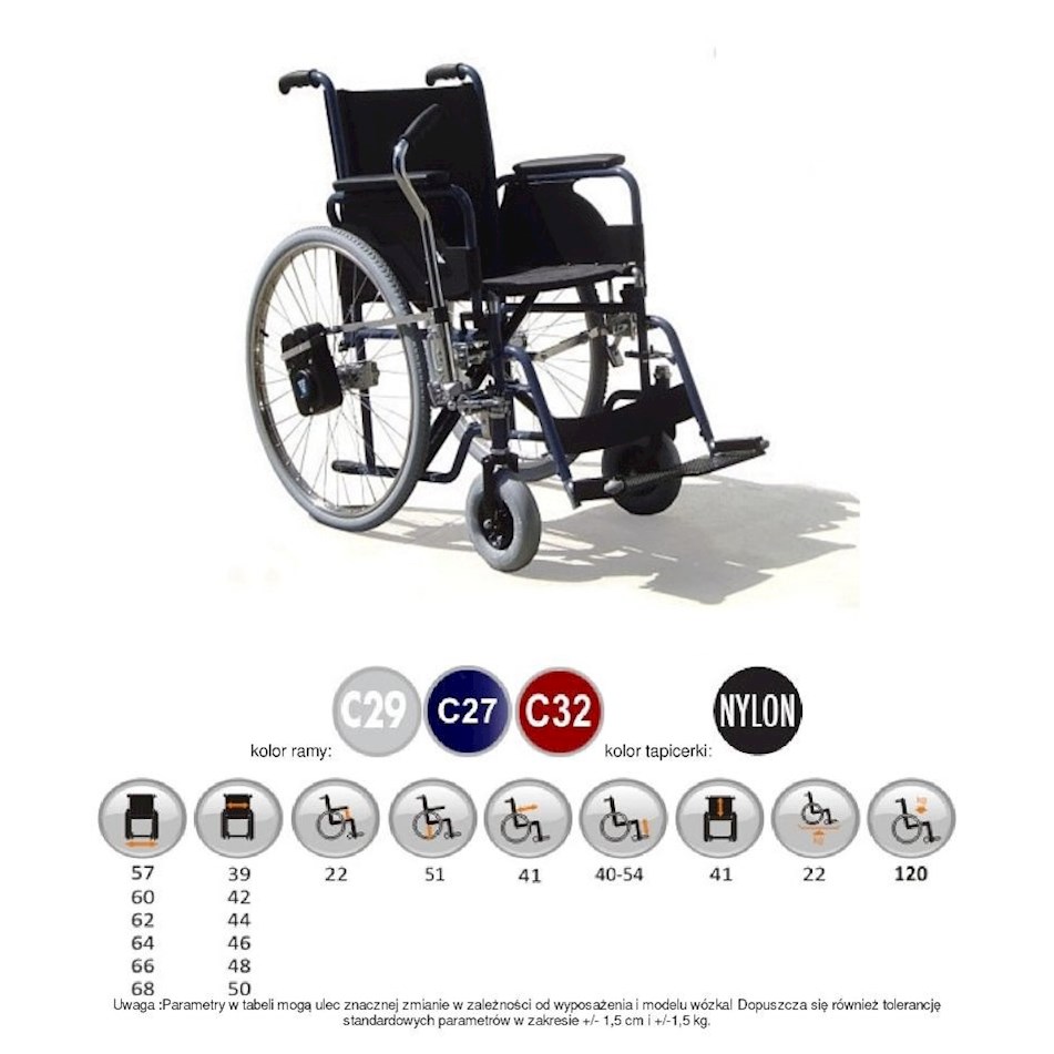 Wózki inwalidzkie standardowe Vermeiren 708 D HEM 1