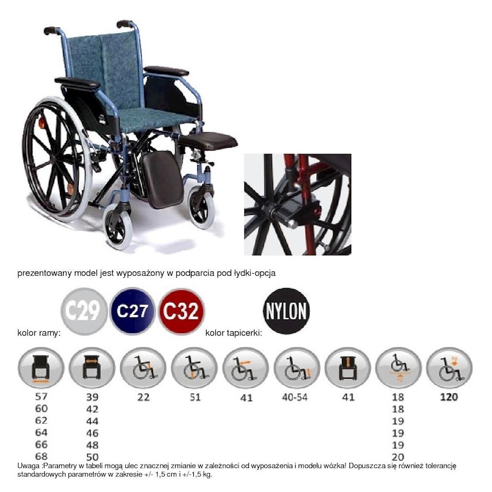 Wózki inwalidzkie standardowe Vermeiren 708DA