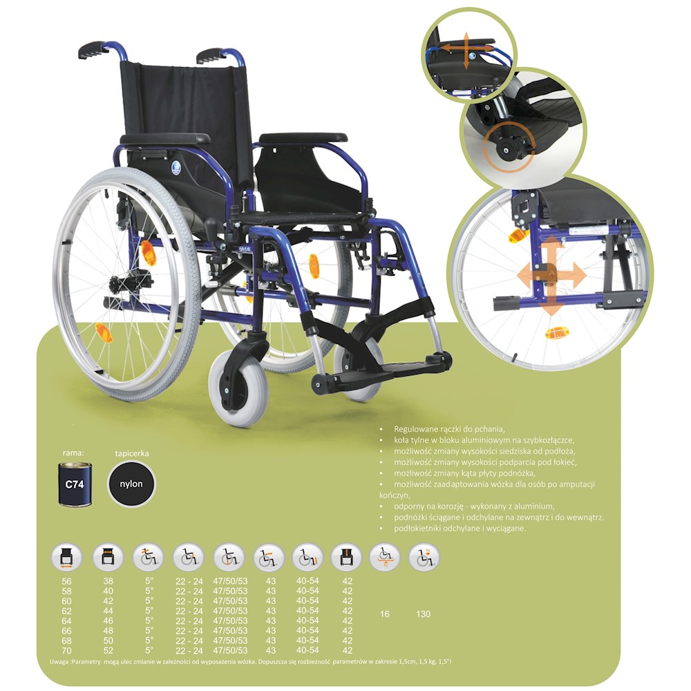 Wózki inwalidzkie standardowe Vermeiren D200