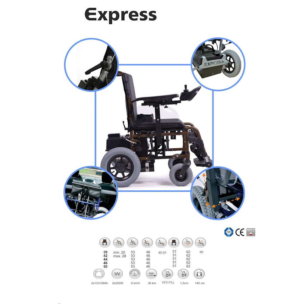 Wózki inwalidzkie z napędem elektrycznym Vermeiren Express