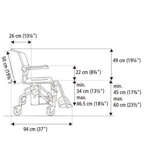 Wózki prysznicowo - sanitarne w pozycji siedzącej Etac AB Swift Mobile Etac