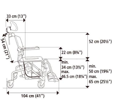 Wózki prysznicowo - sanitarne w pozycji siedzącej Etac AB Swift Mobile Tilt (elektryczny)