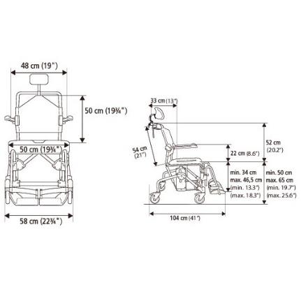 Wózki prysznicowo - sanitarne w pozycji siedzącej Etac AB Swift Mobile Tilt (manualny)