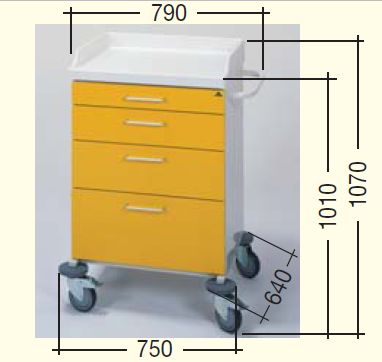 Wózki zabiegowe, organizacyjne i dokumentacyjne (szafki) Becker do narkozy i opatrunków