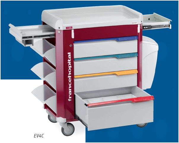 Wózki zabiegowe, organizacyjne i dokumentacyjne (szafki) FRANCEHOSPITAL EV4C