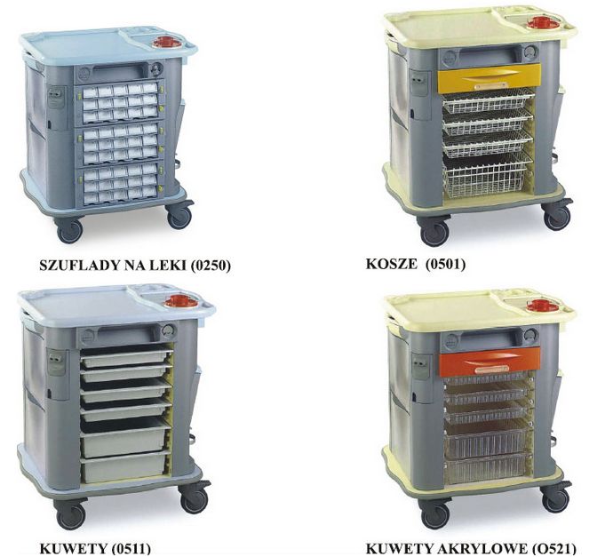 Wózki zabiegowe, organizacyjne i dokumentacyjne (szafki) GAMMA POLIURETANI Aurion do PRZECHOWYWANIA
